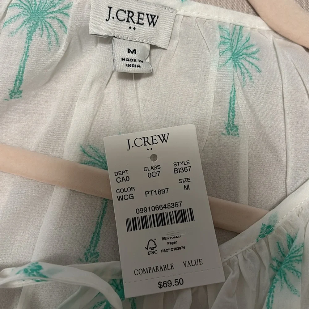 NWT JCrew palm tree printed blouse, size M - Picture 6 of 6